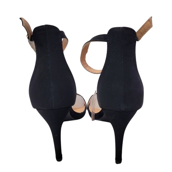 Women's Solid Color Black Suede Ankle Strap High Stiletto Heel Sandals Size 6 - Picture 6 of 13